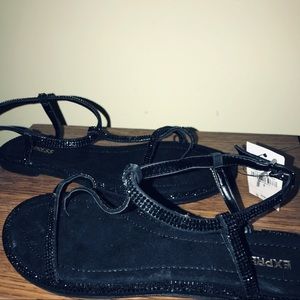 NWT Express Black Gem Sandals